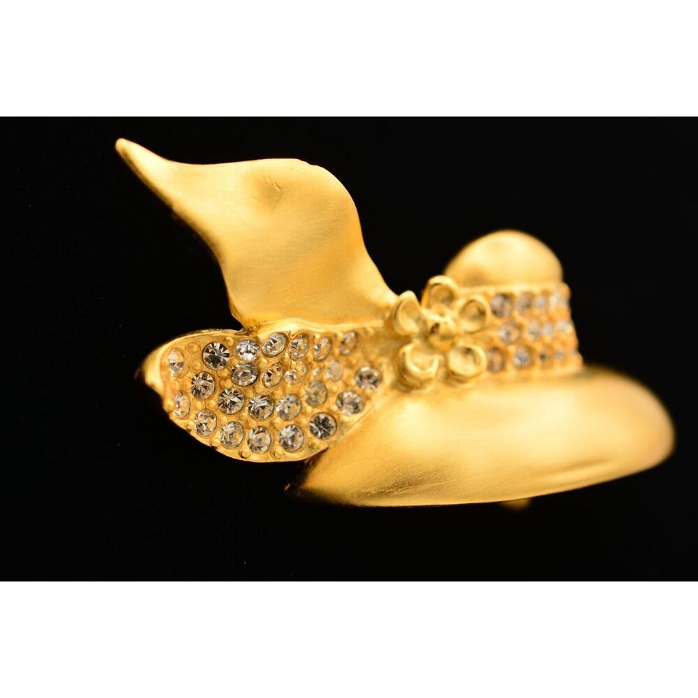 Givenchy Vintage Woman Pin Brooch Brushed Gold Profile Hat Chunky Signed Bin4 - Picture 3 of 12